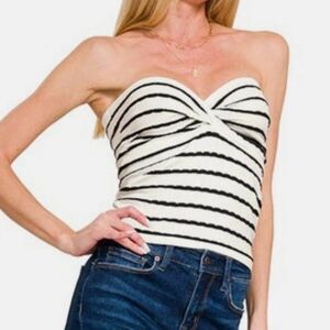 Zenana Black and White Striped Camisole